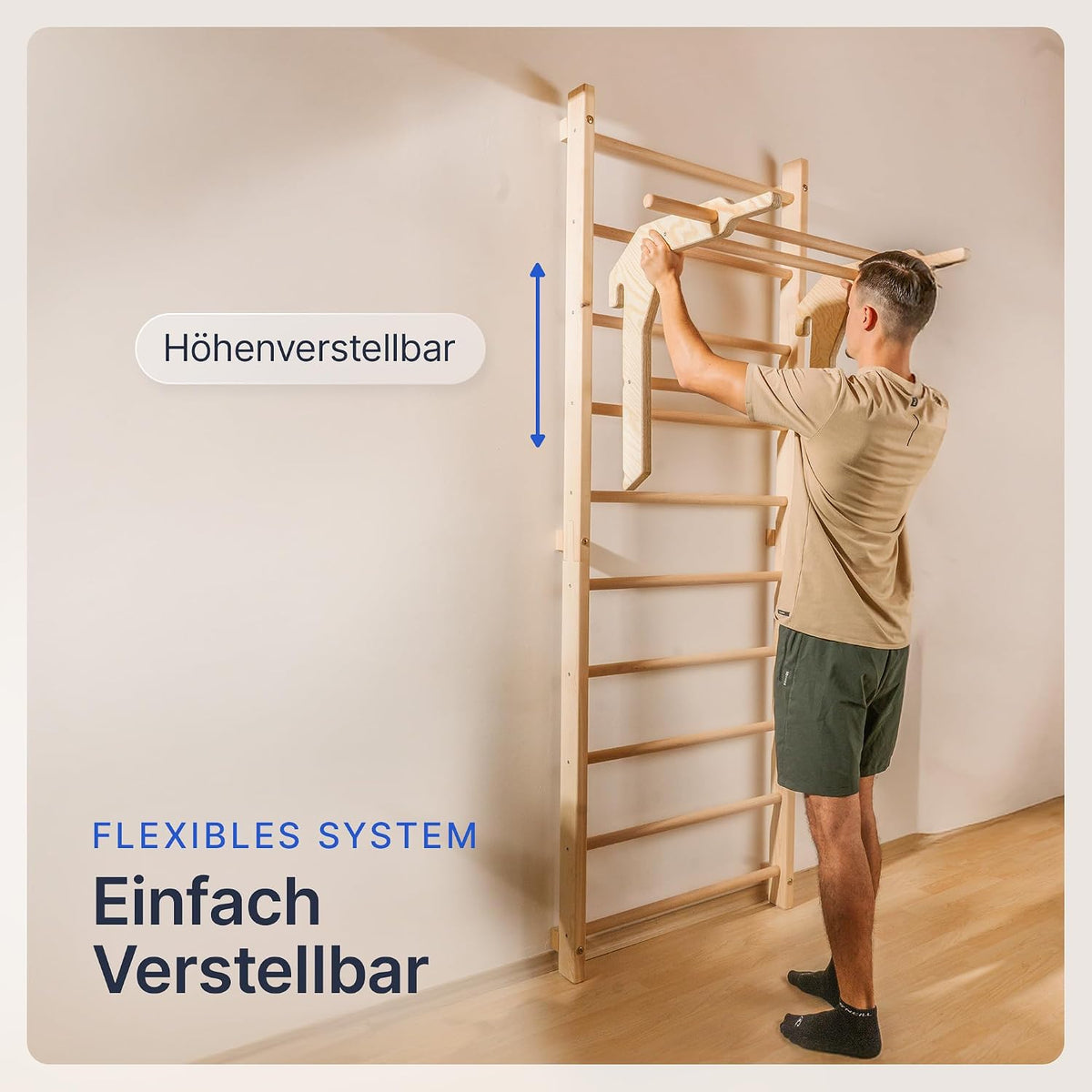 Extension der Sprossenwand mit höhenverstellbarer Klimmzugstange