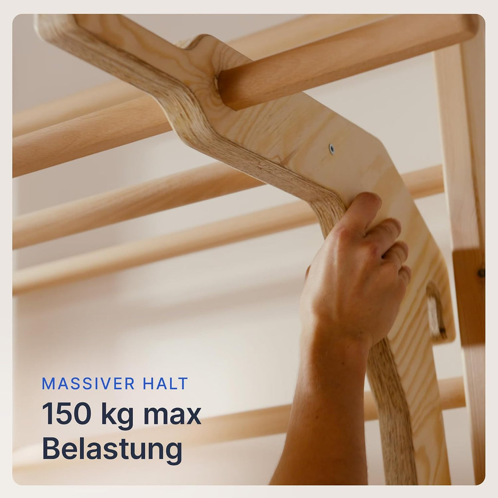 Massiver Halt: Sprossenwand belastbar bis 150 kg Gesamtgewicht