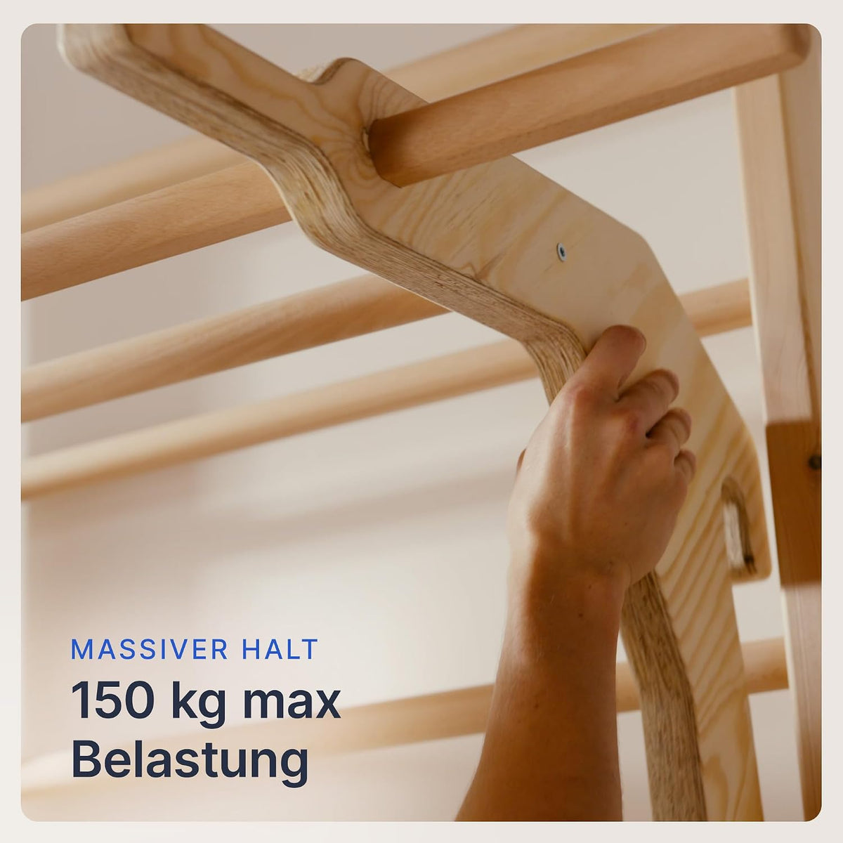 Massiver Halt: Sprossenwand belastbar bis 150 kg Gesamtgewicht